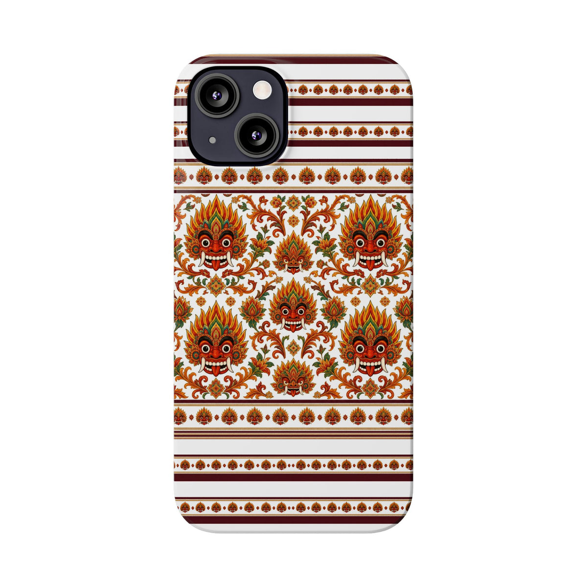 Sri Lankan Gift Slim Phone Case Raksha Floral Folk Mask Pattern