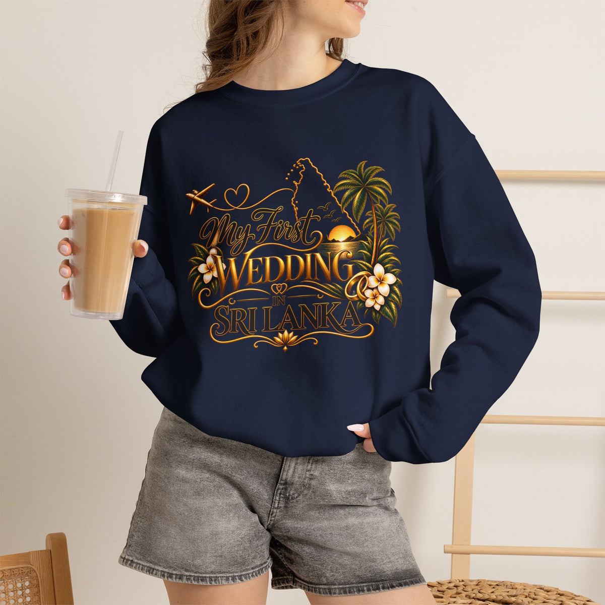 Personalized Sri Lanka Wedding Sweatshirt | Name on Right Sleeve