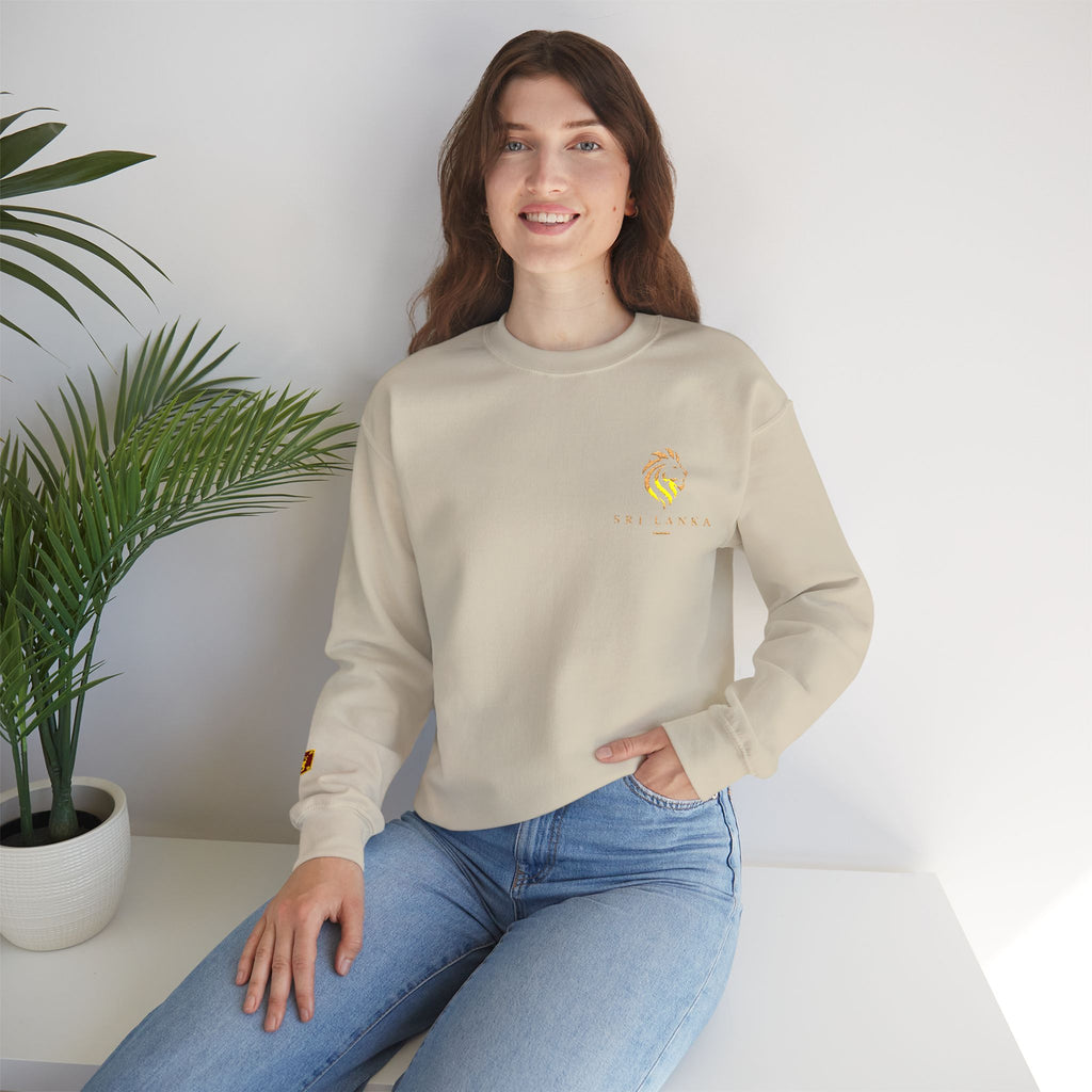 Embroideredlion face srilanka flag Minimal Palm Crest Sweatshirt — Small Tropical Logo Crewneck