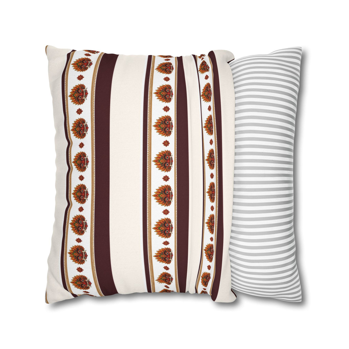 Raksha Stripe Cushion Cover Sri Lankan Devil Dance Repeat Pattern Throw Pillow