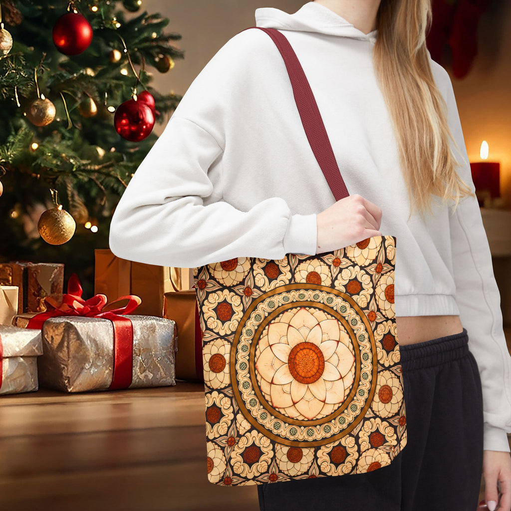 Sri Lankan Floral Mandala Tote Bag Cream & Terracotta