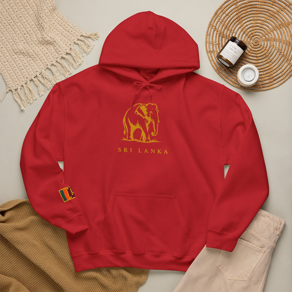 Sri Lanka Elephant Unisex Hoodie Gold Heritage Design