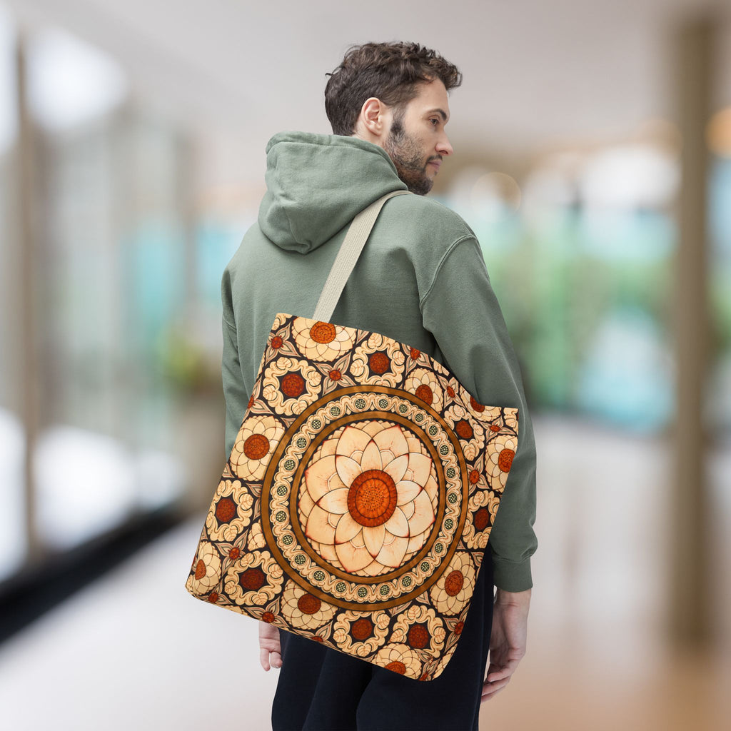 Sri Lankan Floral Mandala Tote Bag Cream & Terracotta