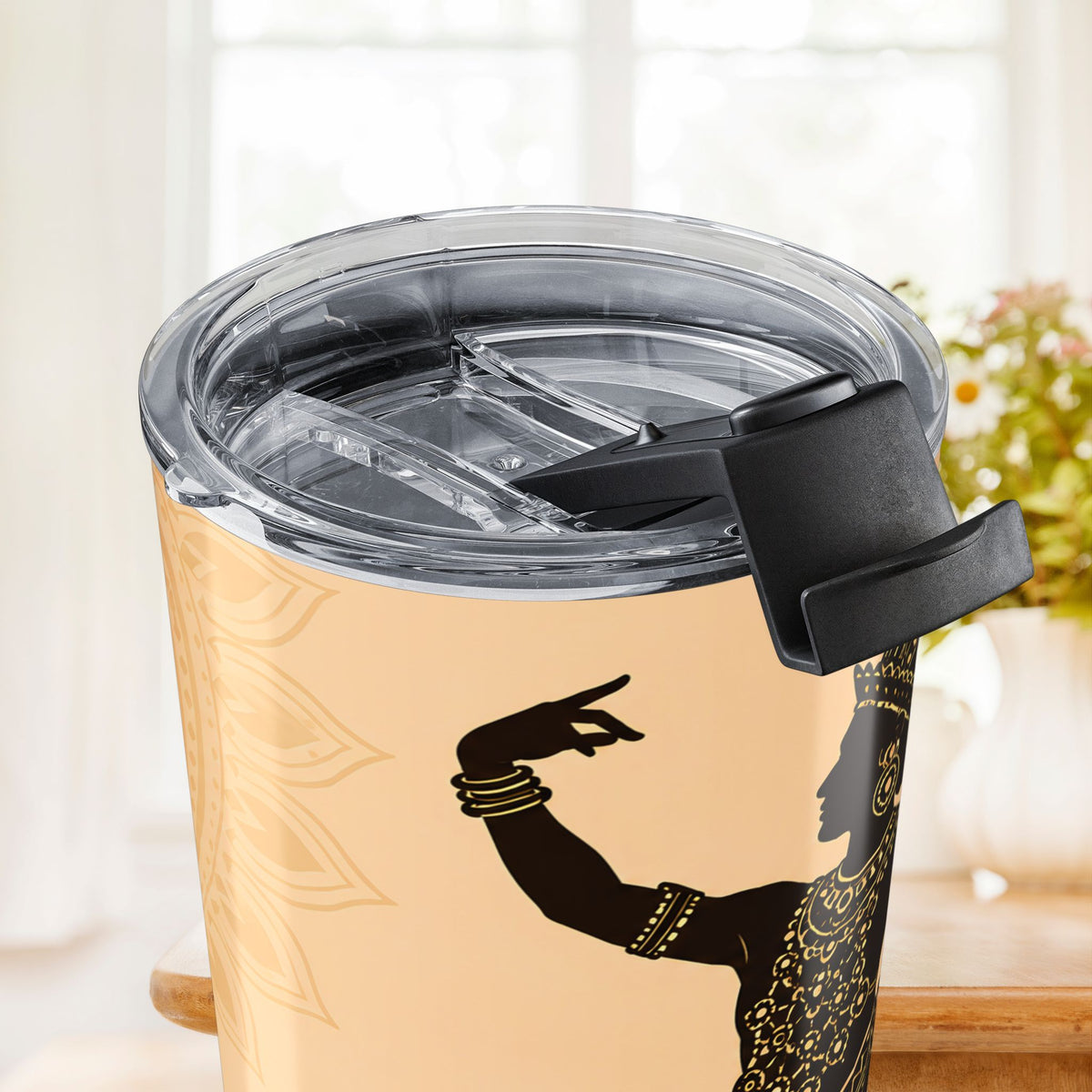 Sri Lanka Kandyan Dancer Silhouette Tumbler 20oz | Gold & Black