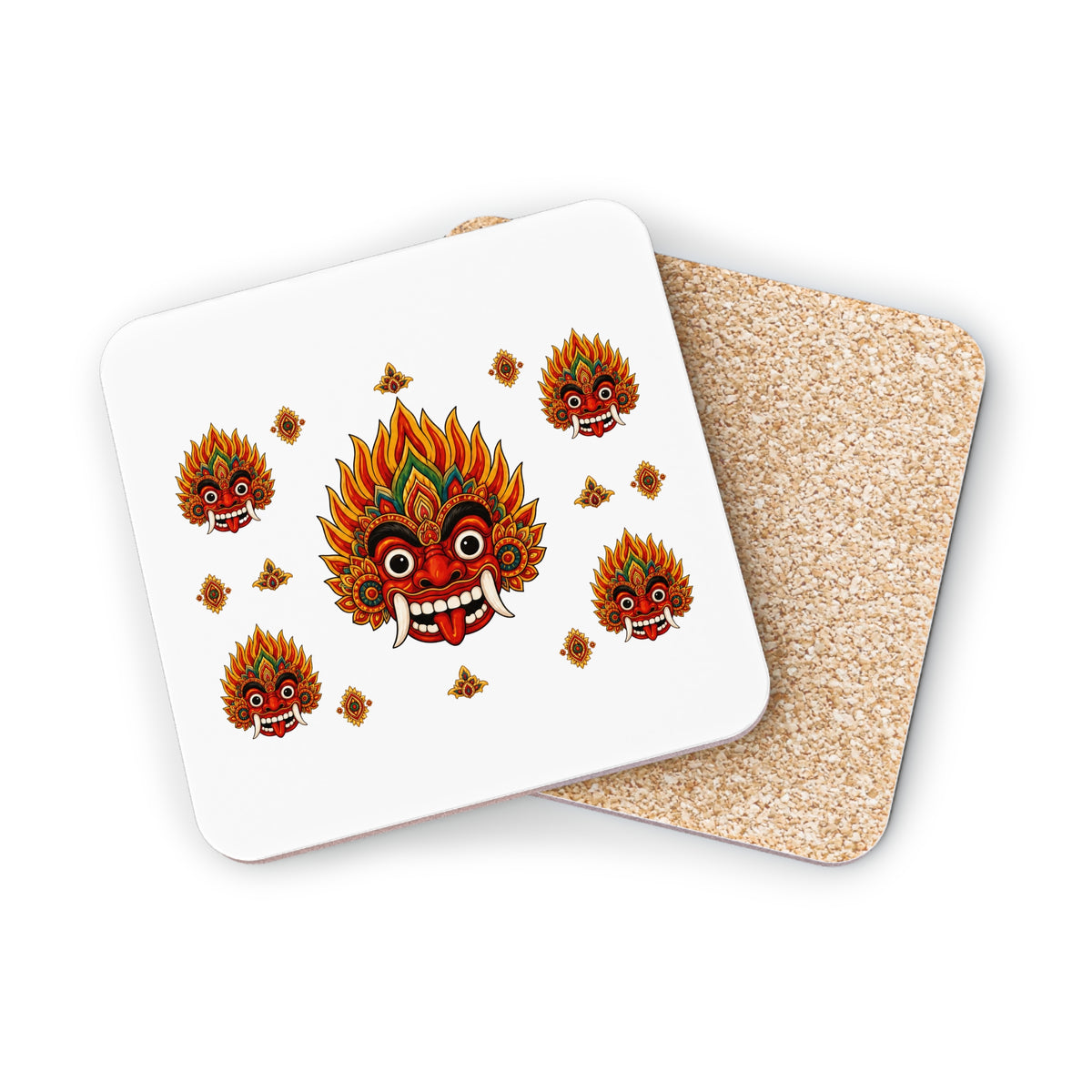 Raksha Mask Hardboard Coaster Set Sri Lankan Devil Dance Folk Art | Ceylon Culture Vibes