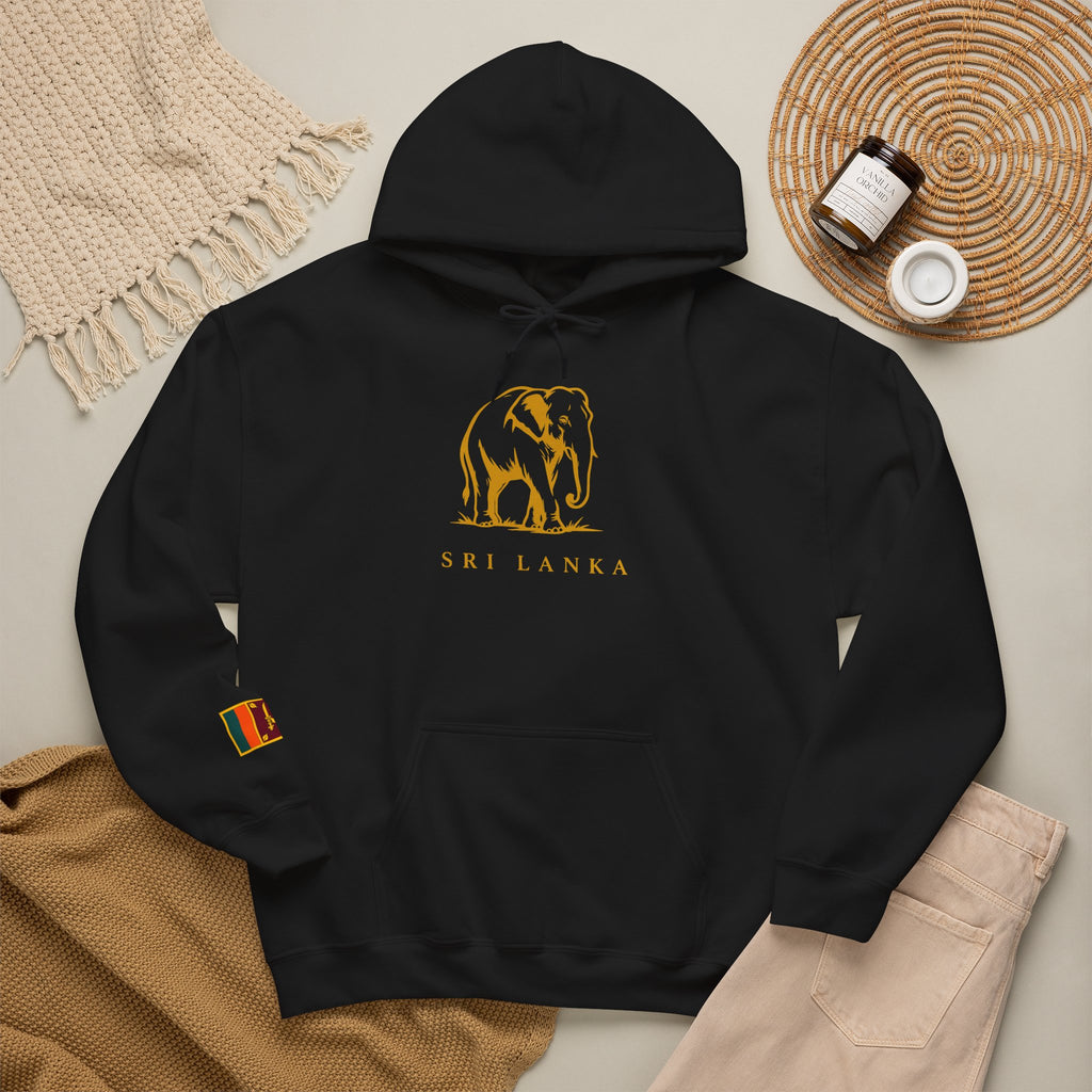 Sri Lanka Elephant Unisex Hoodie Gold Heritage Design
