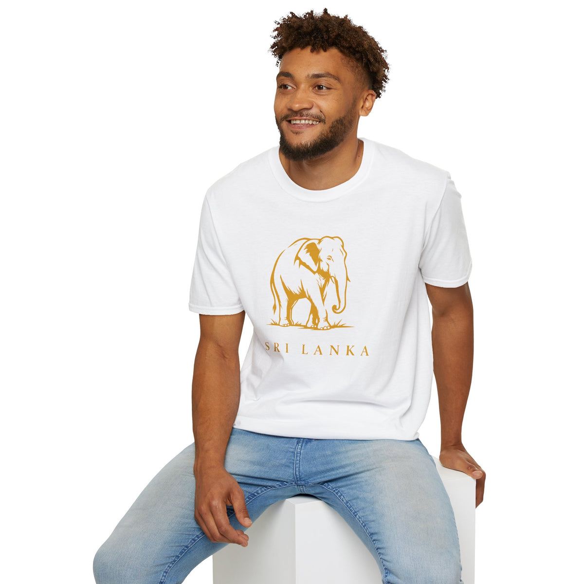 Sri Lanka Elephant Unisex T-Shirt Minimal Ochre Graphic Tee