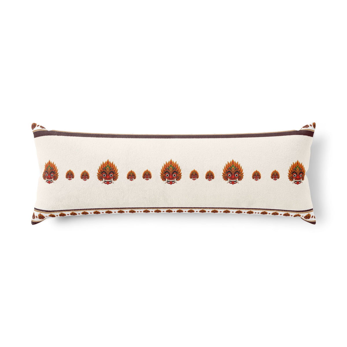 Raksha Mask Lumbar Pillow Cover Sri Lankan Devil Dance Long Decorative Cushion