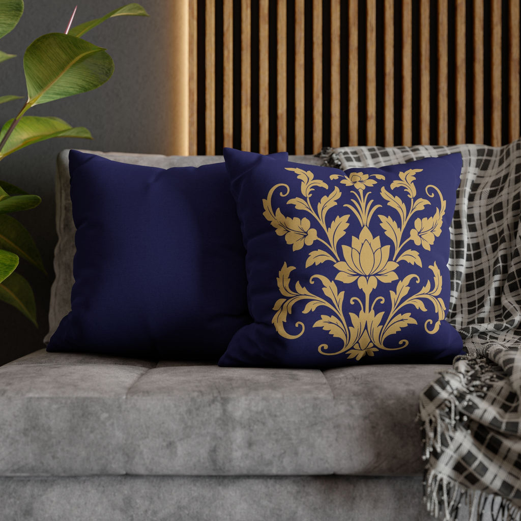 Kandyan Heritage Cushion Cover – Navy & Gold Floral Pillowcase