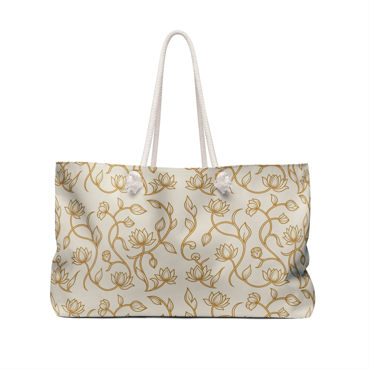 Ceylon Lotus Weekender Bag Sri Lankan Temple Flower Gold Botanical Travel Tote