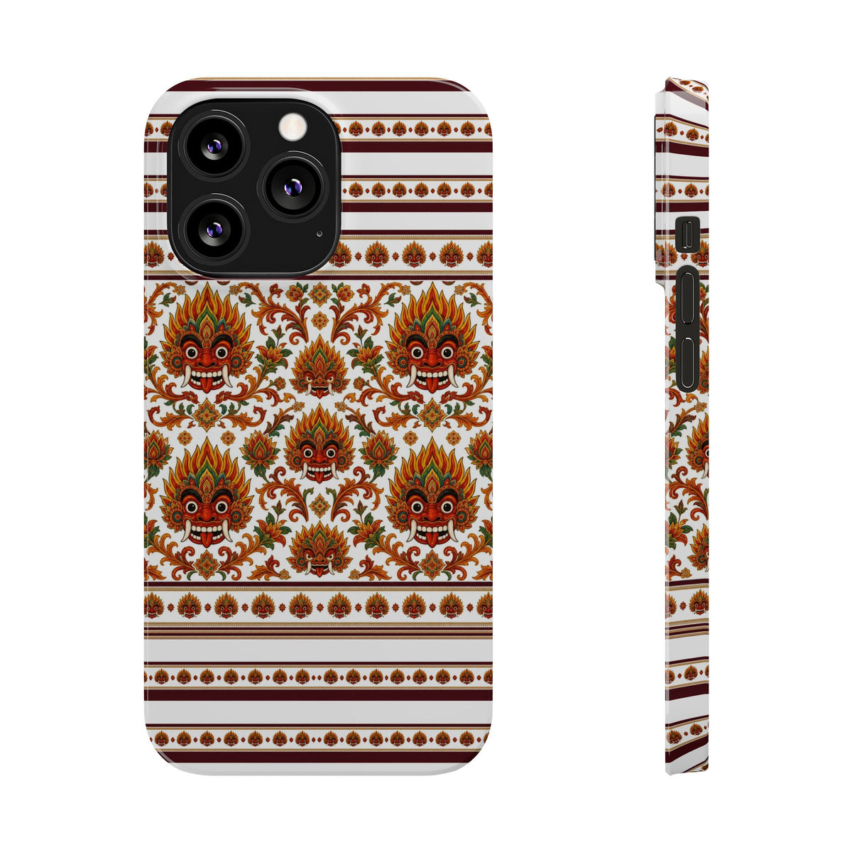 Sri Lankan Gift Slim Phone Case Raksha Floral Folk Mask Pattern