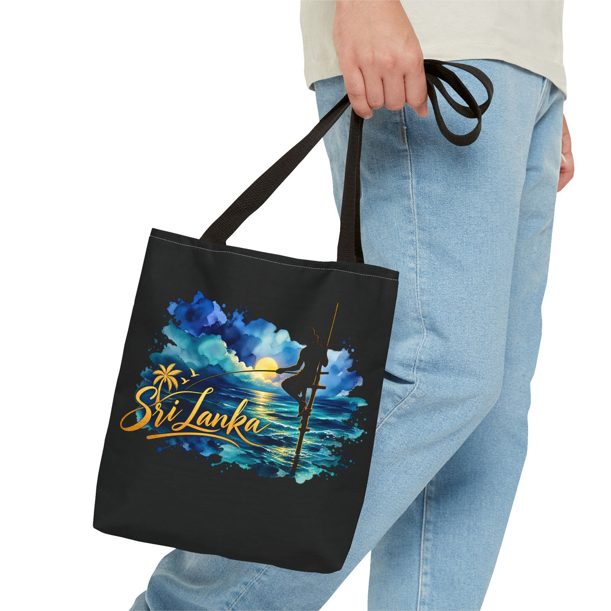 Sri Lanka Stilt Fisherman Tote Bag Island Dusk Beach Bag