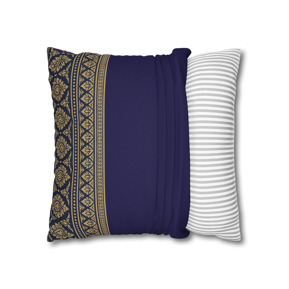 Navy & Gold Border Cushion Cover Sri Lankan Gift Pillowcase