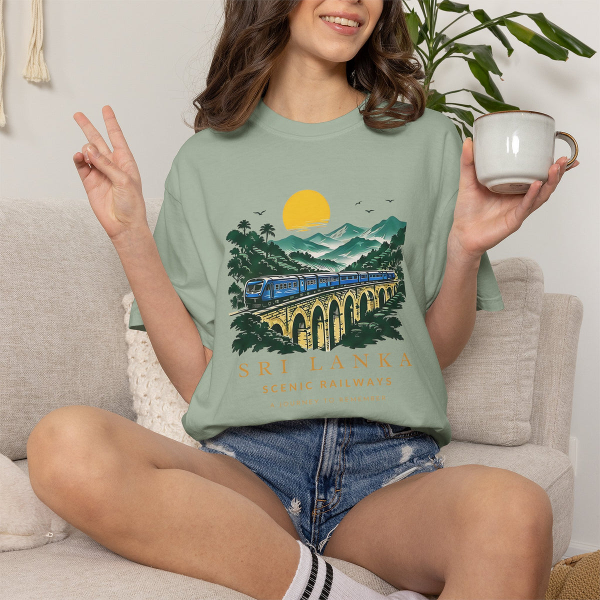 Sri Lanka Nine Arch Bridge Unisex T-Shirt Vintage Railway Tee