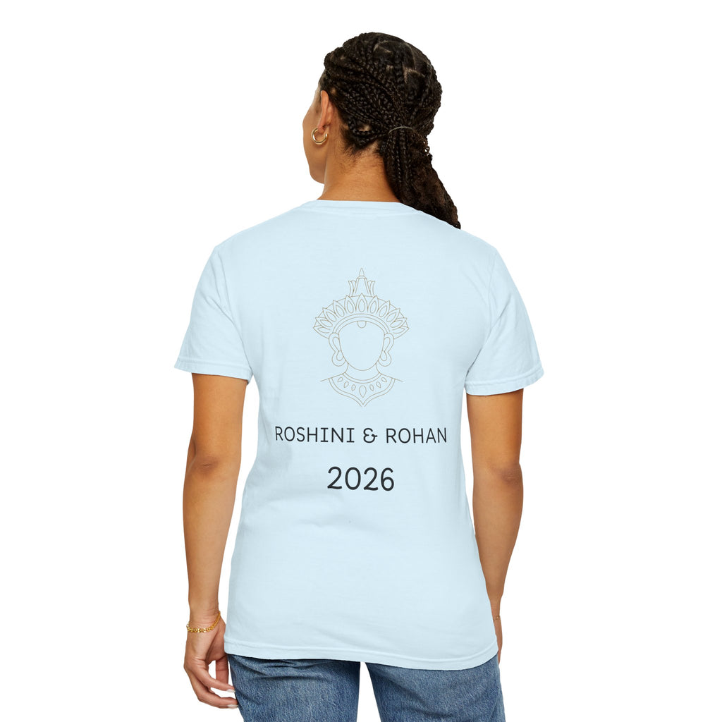 Sri Lanka Destination Wedding T-Shirt — "First Wedding Sri Lanka" Couple Tee (Roshini & Rohan 2026)
