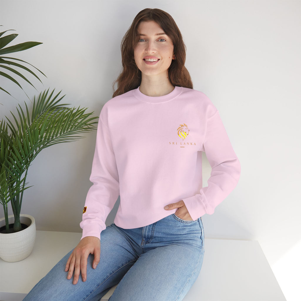 Embroideredlion face srilanka flag Minimal Palm Crest Sweatshirt — Small Tropical Logo Crewneck