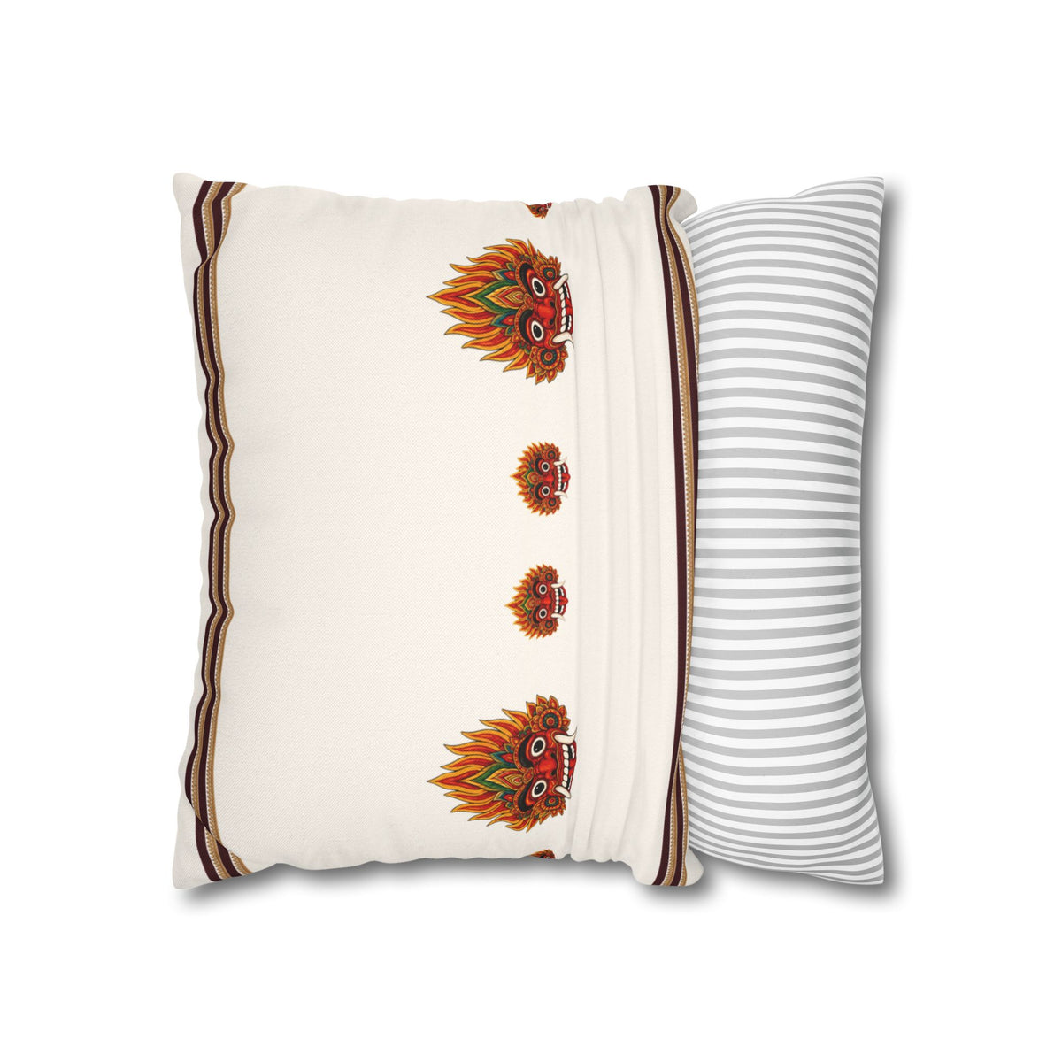 Raksha Mask Cushion Cover Sri Lankan Devil Dance Decorative Throw Pillow