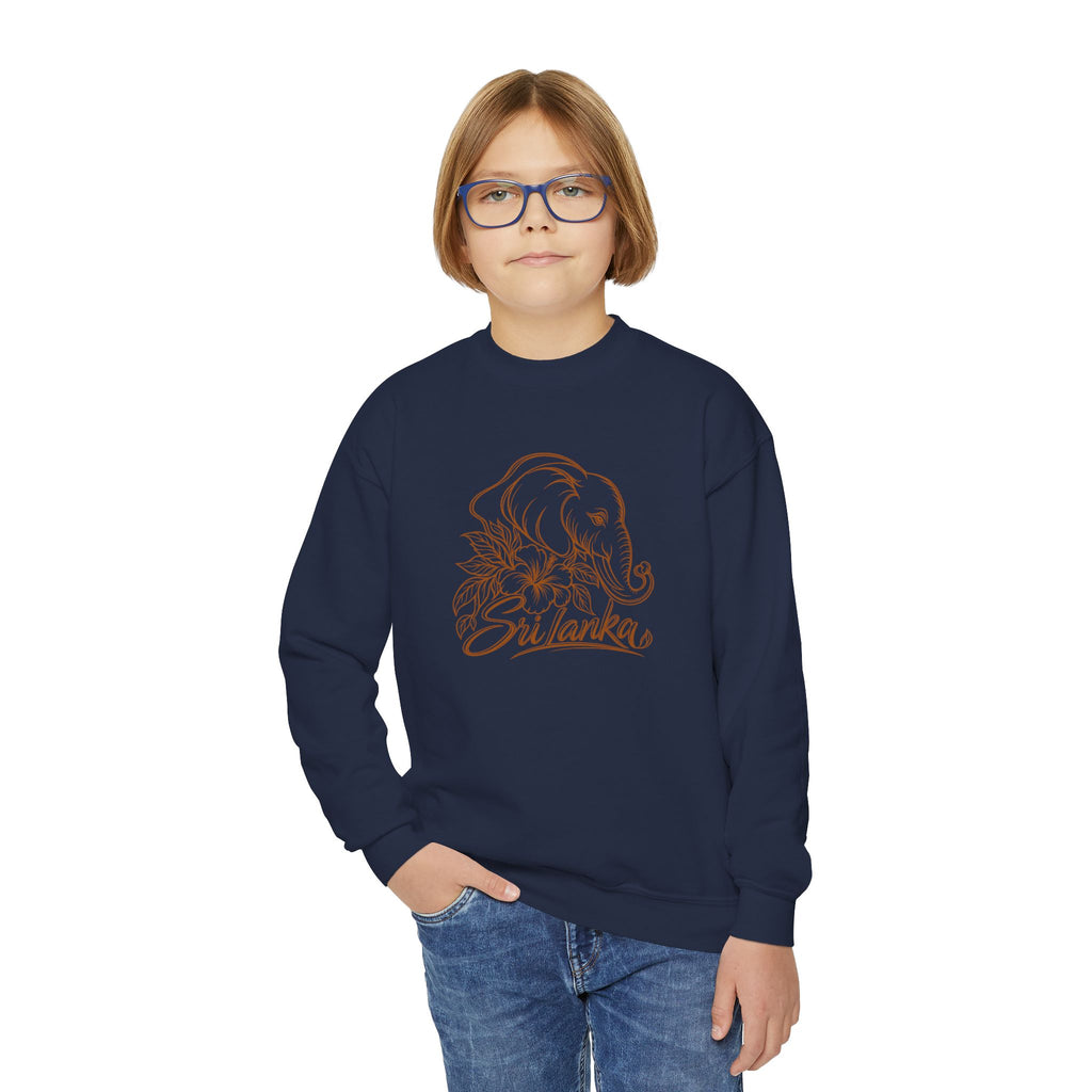Sri Lankan Elephant Kids’ Sweatshirt | Floral Crewneck