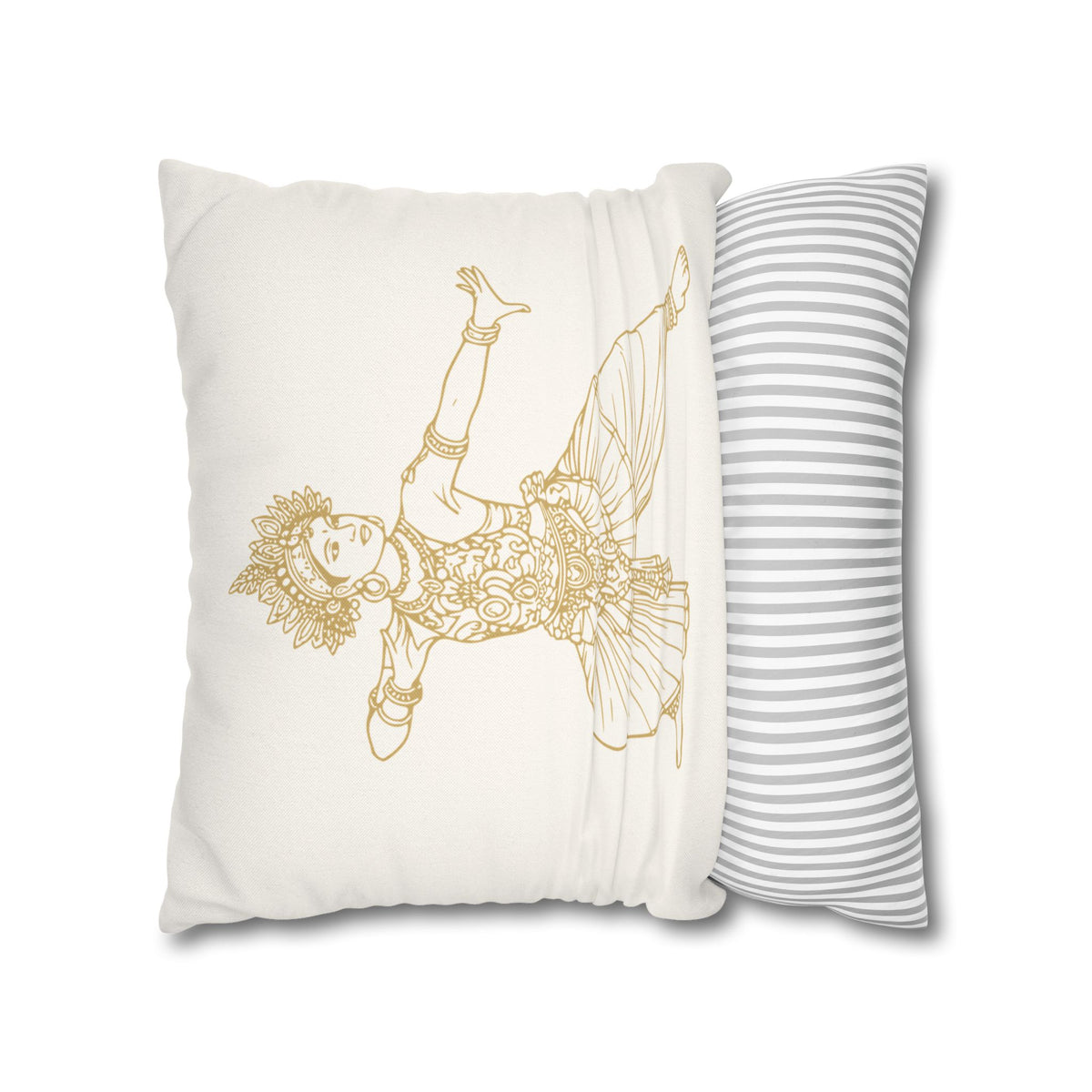 Sri Lankan Dancer Cushion Cover Gold Line Art Pillowcase
