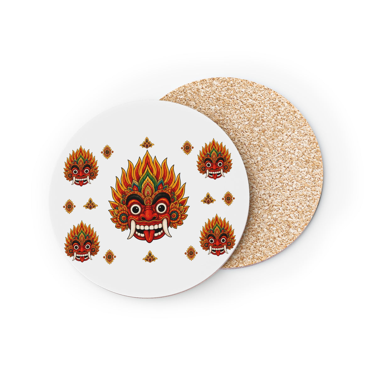 Raksha Mask Hardboard Coaster Set Sri Lankan Devil Dance Folk Art | Ceylon Culture Vibes