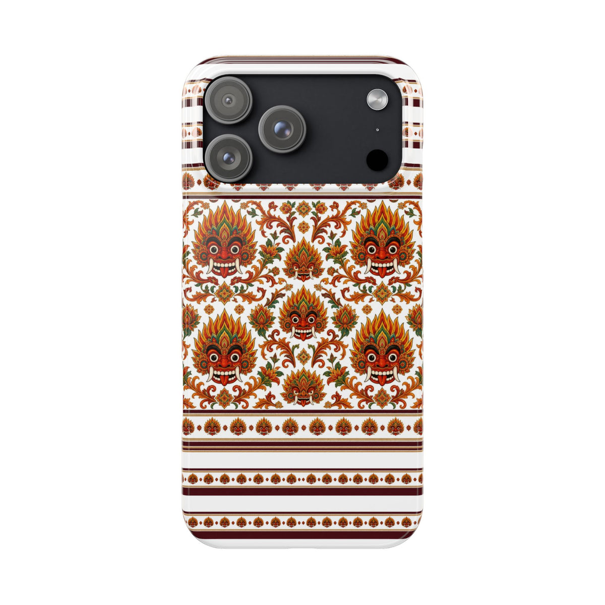 Sri Lankan Gift Slim Phone Case Raksha Floral Folk Mask Pattern