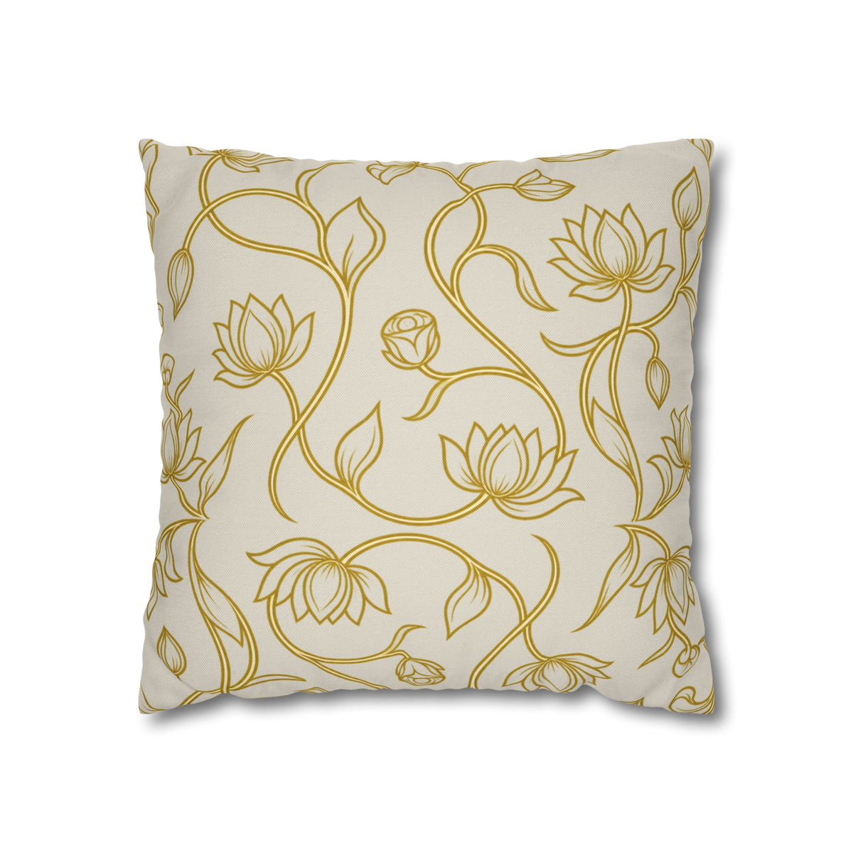 Ceylon Lotus Cushion Cover Sri Lankan Temple Flower Gold Botanical Pillow Case