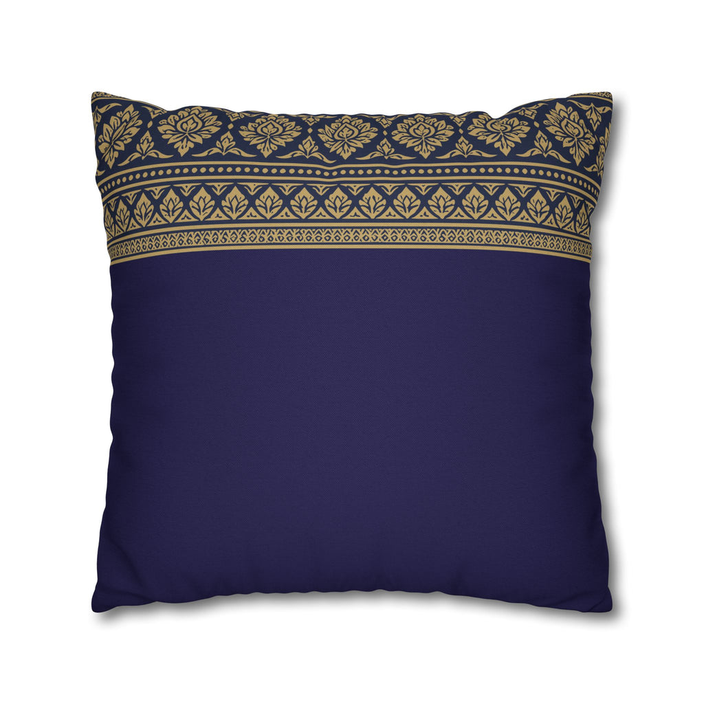 Navy & Gold Border Cushion Cover Sri Lankan Gift Pillowcase