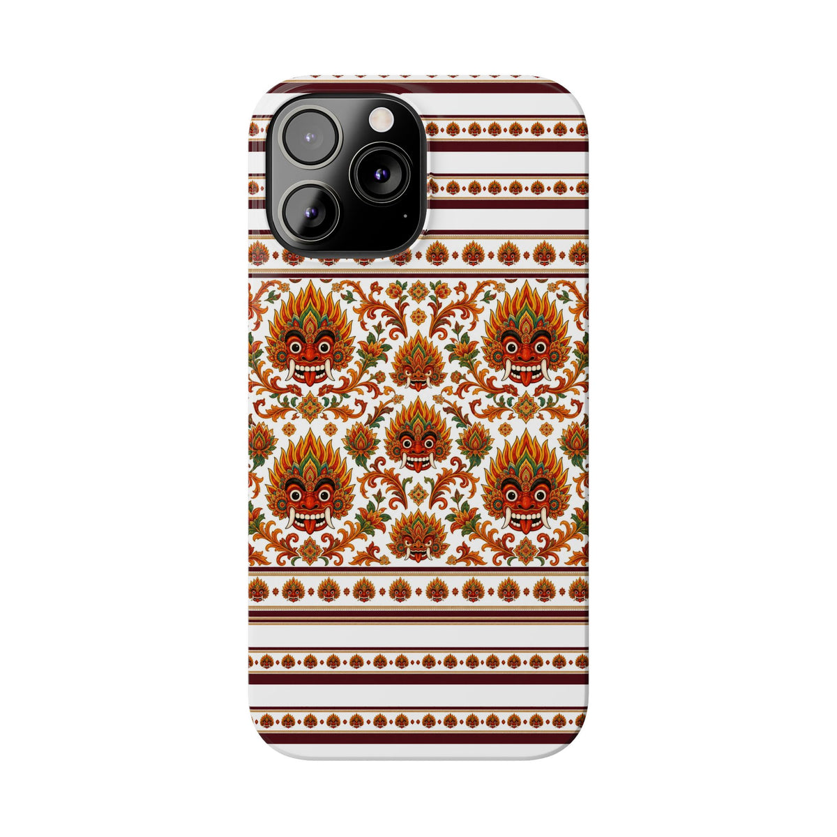 Sri Lankan Gift Slim Phone Case Raksha Floral Folk Mask Pattern