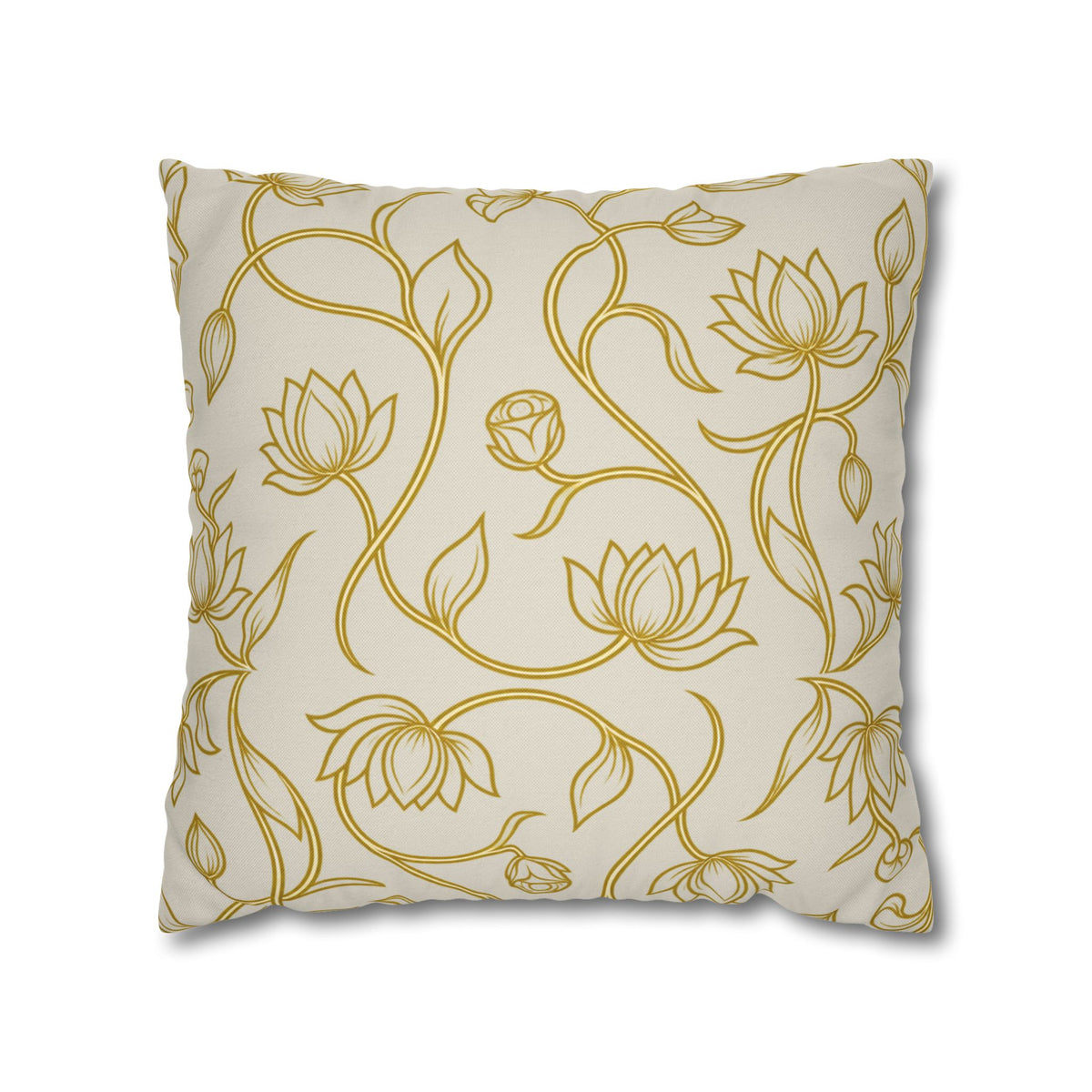 Ceylon Lotus Cushion Cover Sri Lankan Temple Flower Gold Botanical Pillow Case