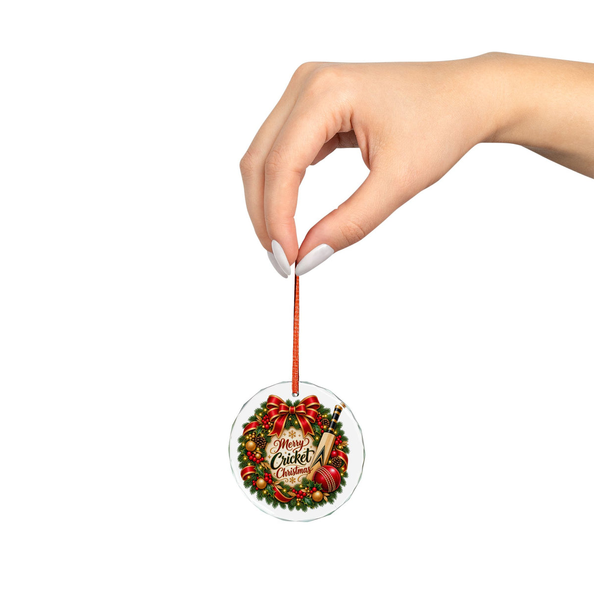 Merry Cricket Christmas Glass Ornament | Cricket Fan Gift