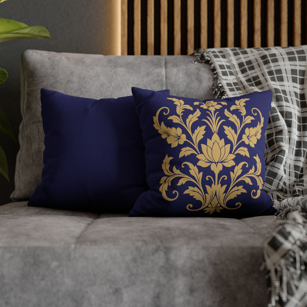 Kandyan Heritage Cushion Cover – Navy & Gold Floral Pillowcase
