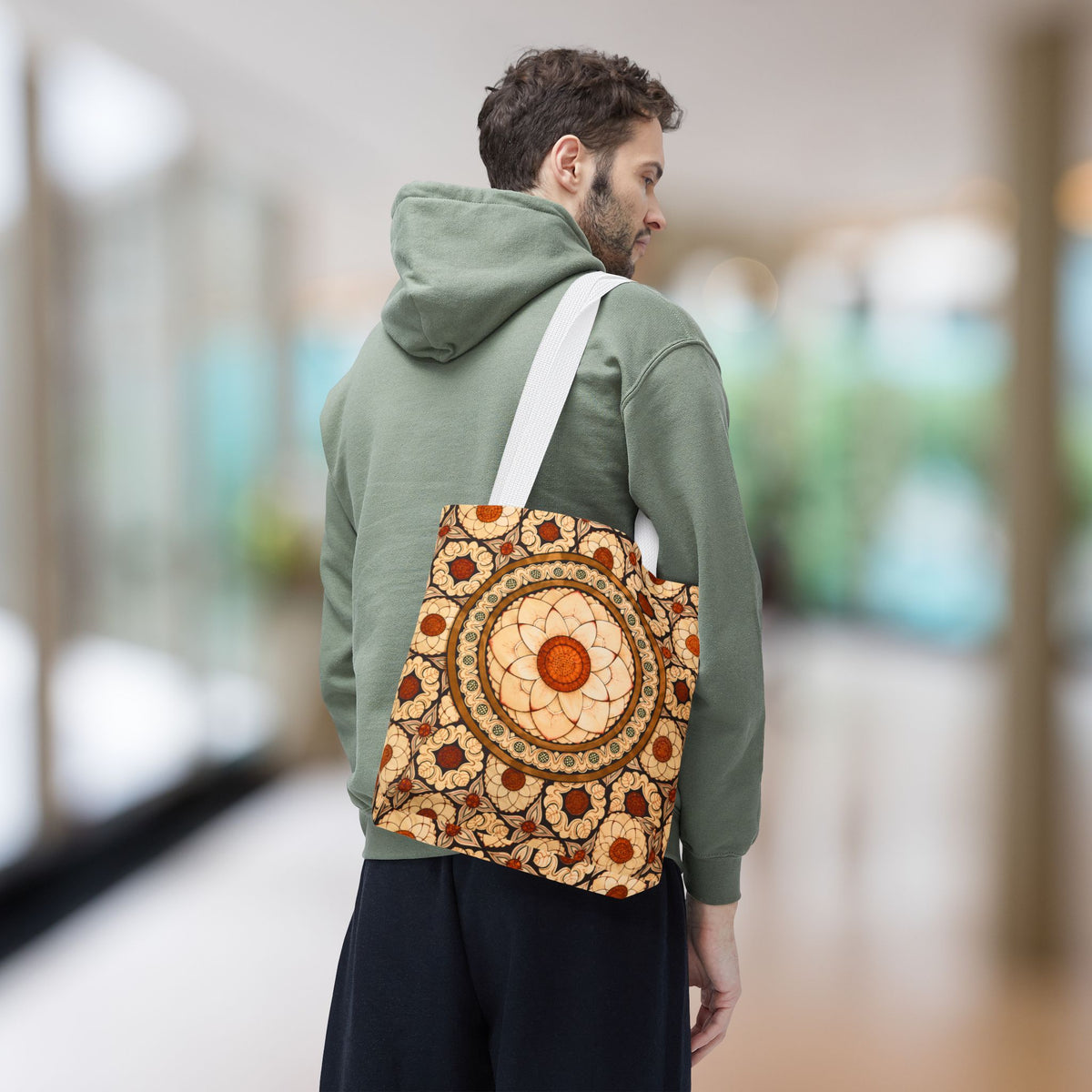 Sri Lankan Floral Mandala Tote Bag Cream & Terracotta