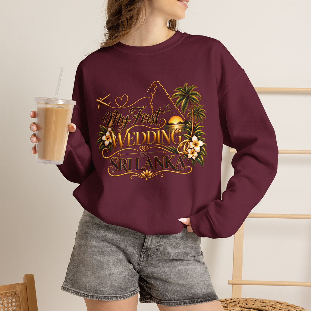 Personalized Sri Lanka Wedding Sweatshirt | Name on Right Sleeve