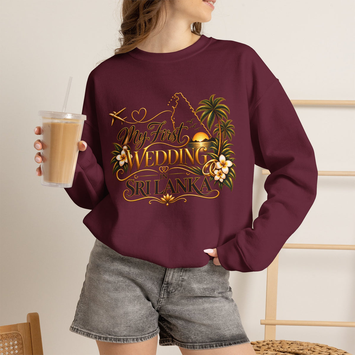 Personalized Sri Lanka Wedding Sweatshirt | Name on Right Sleeve
