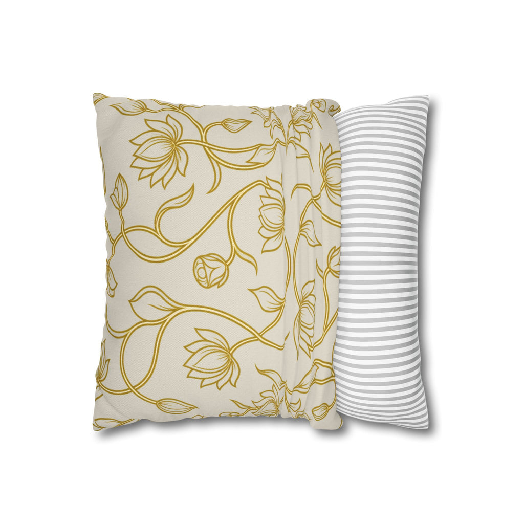 Ceylon Lotus Cushion Cover Sri Lankan Temple Flower Gold Botanical Pillow Case