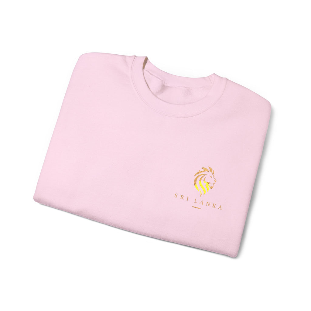 Embroideredlion face srilanka flag Minimal Palm Crest Sweatshirt — Small Tropical Logo Crewneck