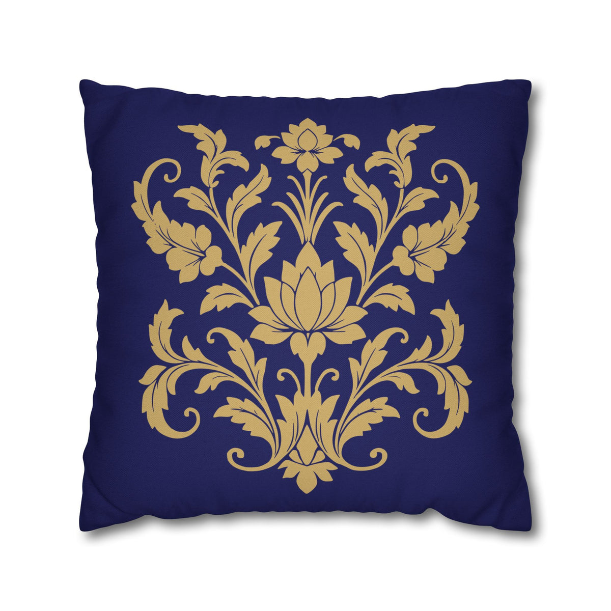 Kandyan Heritage Cushion Cover – Navy & Gold Floral Pillowcase