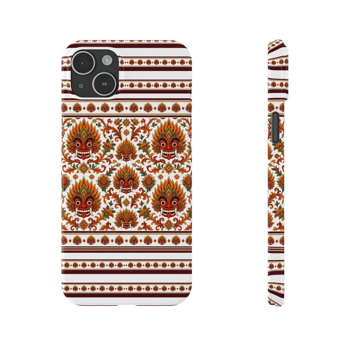 Sri Lankan Gift Slim Phone Case Raksha Floral Folk Mask Pattern