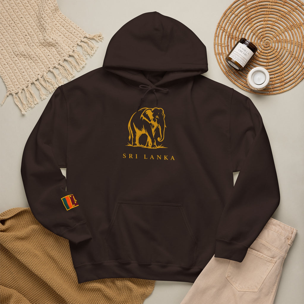 Sri Lanka Elephant Unisex Hoodie Gold Heritage Design