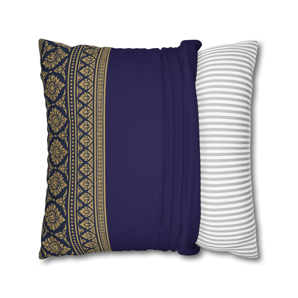 Navy & Gold Border Cushion Cover Sri Lankan Gift Pillowcase