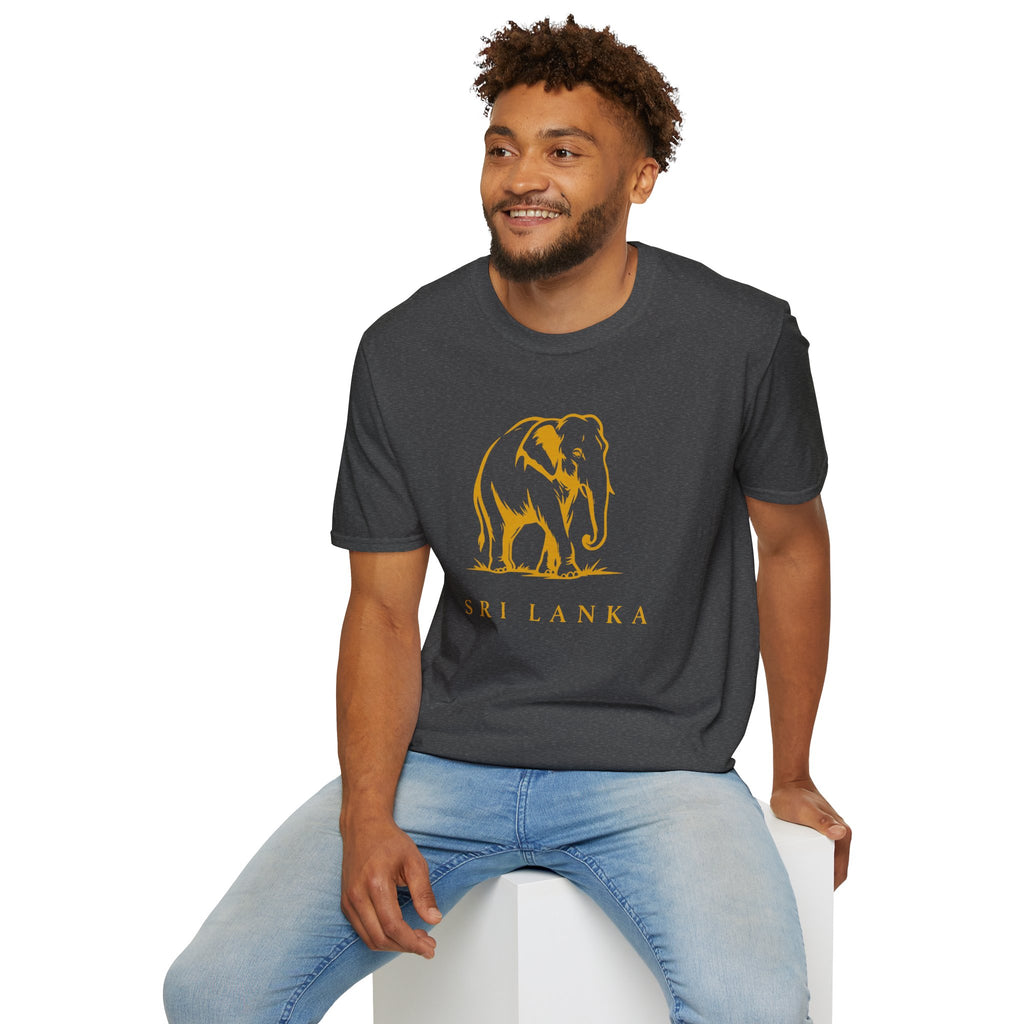 Sri Lanka Elephant Unisex T-Shirt Minimal Ochre Graphic Tee