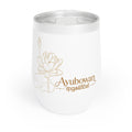 Ayubowan Wine Tumbler Sri Lankan Lotus Flower Gold Insulated Stemless Cup with Lid