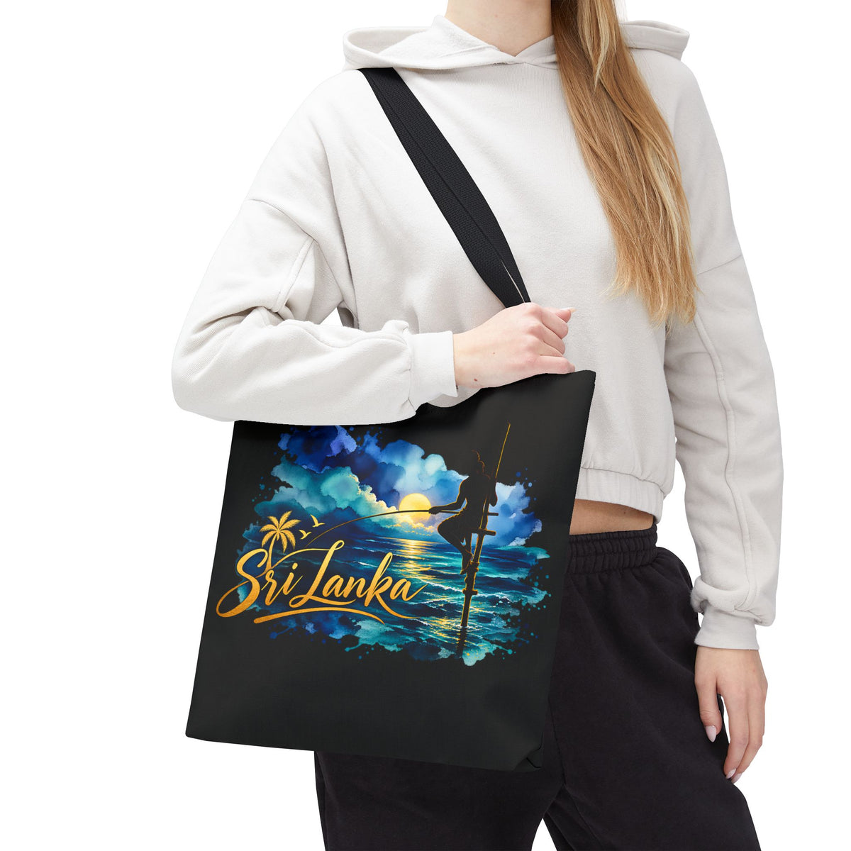 Sri Lanka Stilt Fisherman Tote Bag Island Dusk Beach Bag
