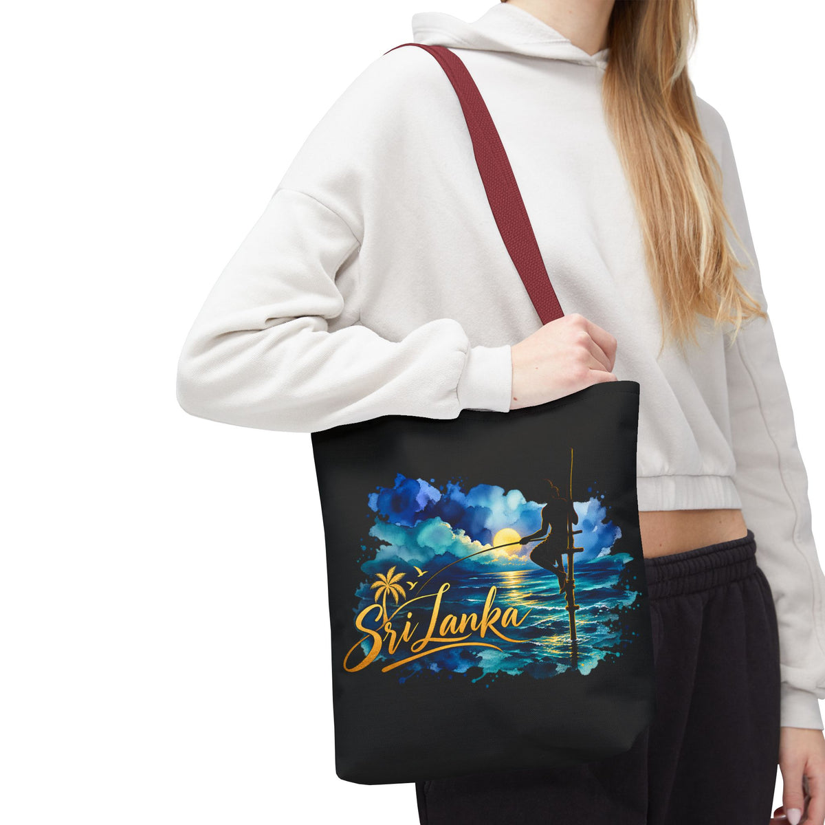 Sri Lanka Stilt Fisherman Tote Bag Island Dusk Beach Bag