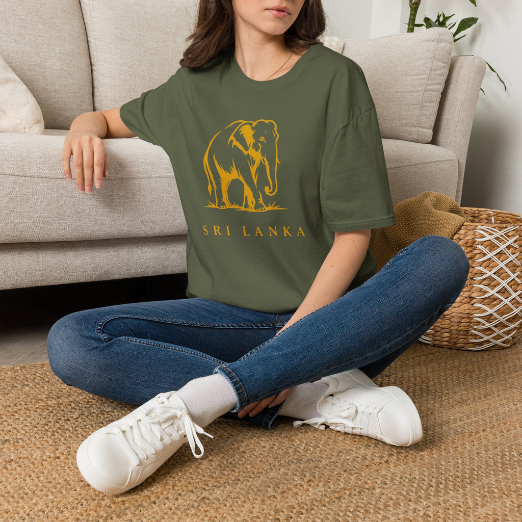 Sri Lanka Elephant Unisex T-Shirt Minimal Ochre Graphic Tee