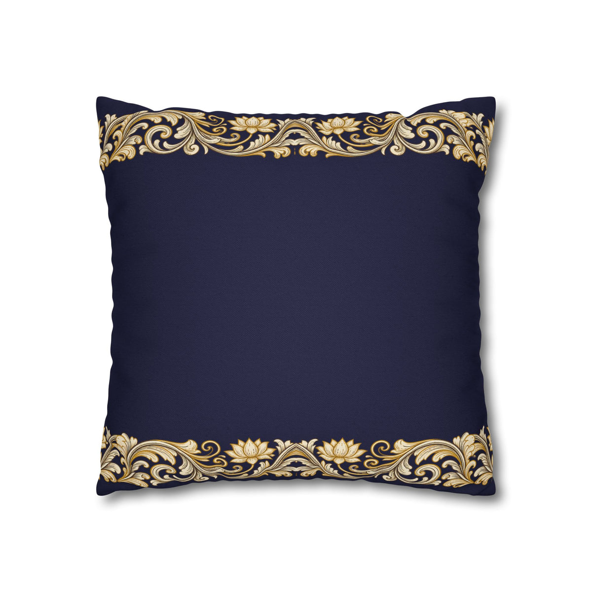 Baroque Gold Scroll Decorative Pillowcase — Navy Square Throw Pillow Cover