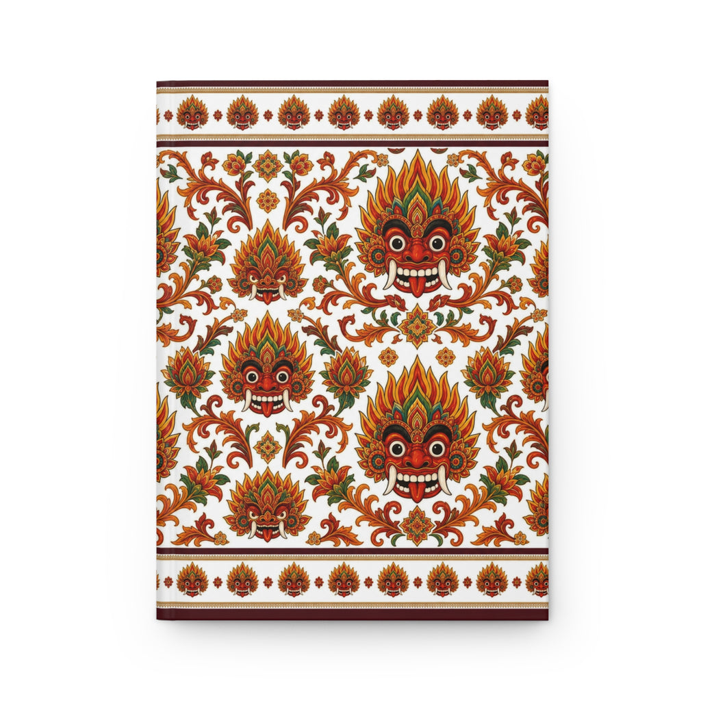 Raksha Mask Hardcover Journal  Sri Lankan Devil Dance Floral Pattern | Ceylon Culture Vibes