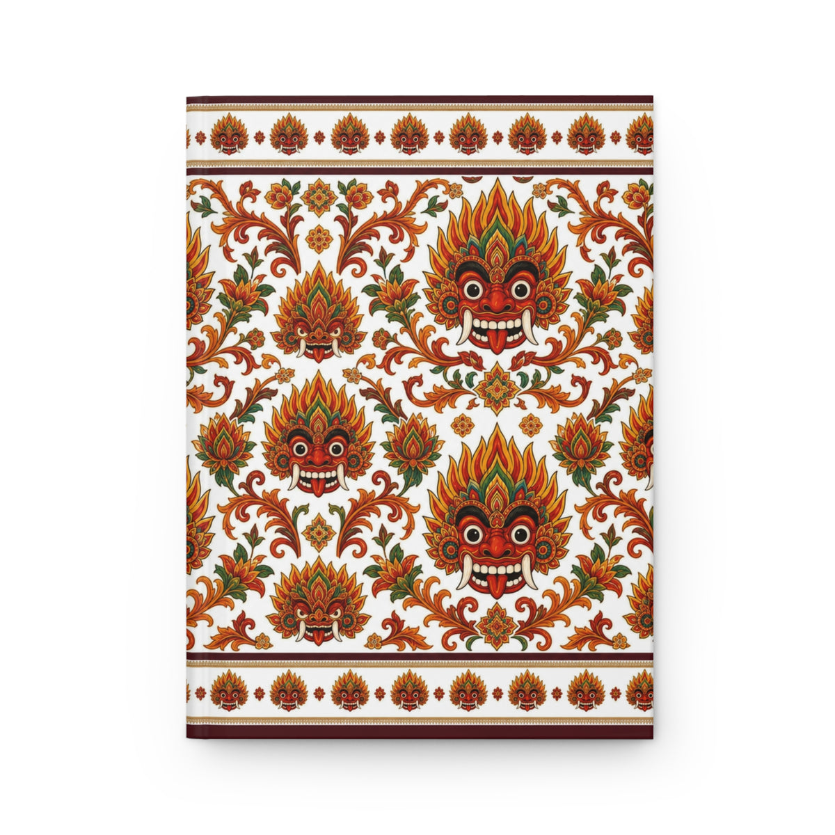 Raksha Mask Hardcover Journal  Sri Lankan Devil Dance Floral Pattern | Ceylon Culture Vibes