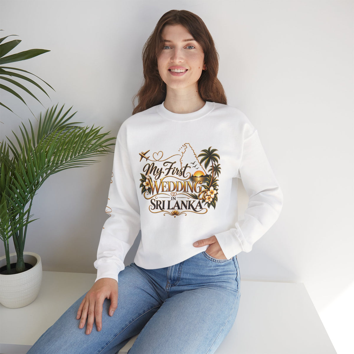 Personalized Sri Lanka Wedding Sweatshirt | Name on Right Sleeve