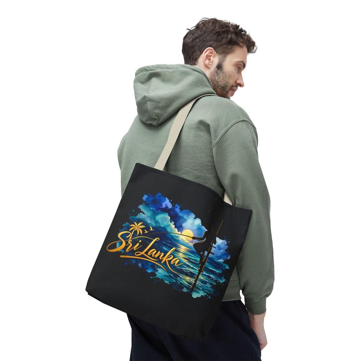 Sri Lanka Stilt Fisherman Tote Bag Island Dusk Beach Bag